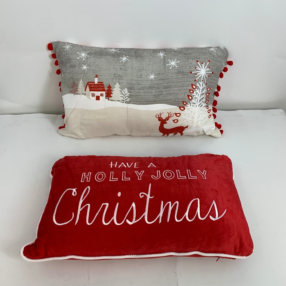 South Shore Linens Christmas Holiday Throw Pillow &‎ Cover Set Snowflake Trees